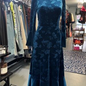 Elegant Blue Floral Dress